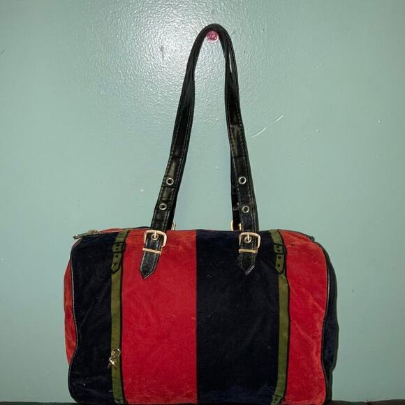 Vintage Roberta di Camerino Velour Trompe L'oeil Duffle Boston Bag - Picture 10 of 16